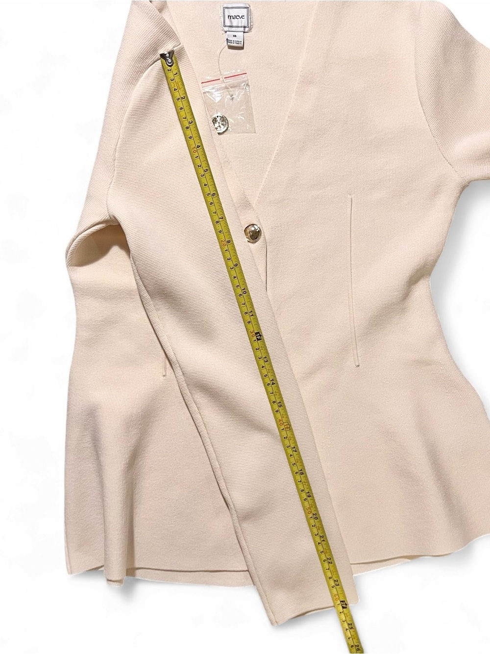 Anthropologie Maeve Cream Collarless Knit Blazer NWOT Size XS - Picture 9 of 10